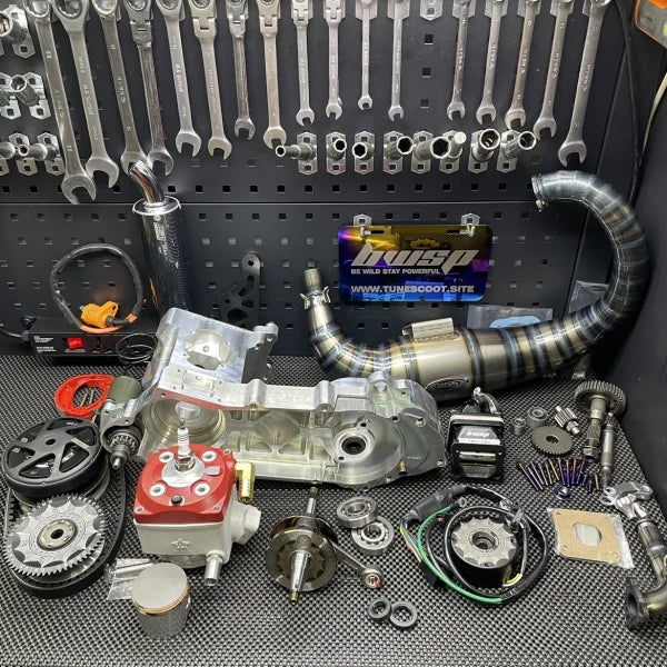 Kit motor 130cc Dio50 refrigeración por agua con cilindro de 56mm cigüeñal cárter billet de 53mm y arranque eléctrico